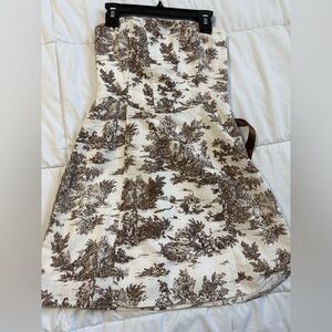 Windsor Brown and Cream Strapless A-Line Dress